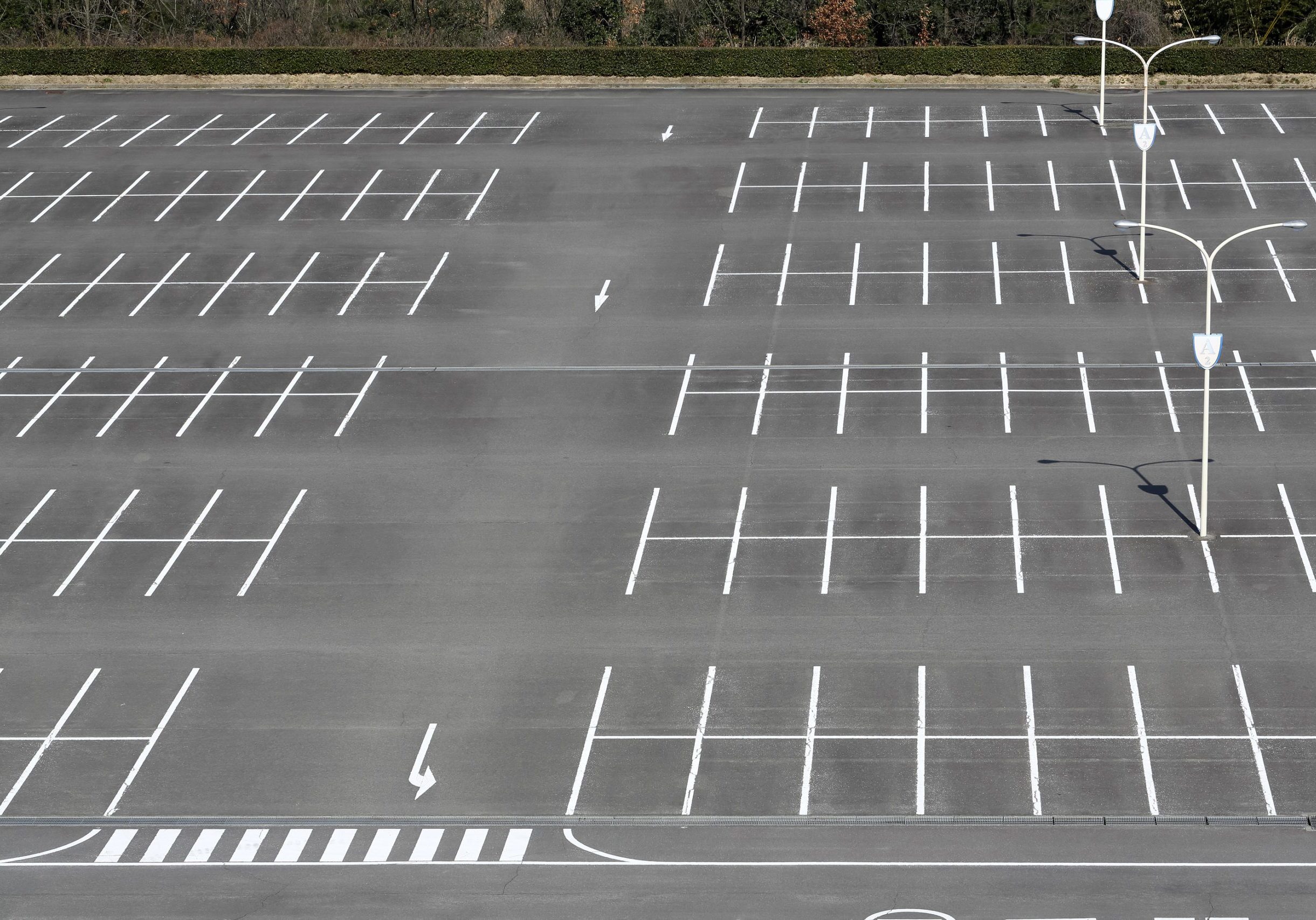 Vacant parking lot ,parking lane outdoor in public park